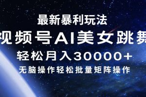 （12377期）最新暴利玩法视频号AI美女，简单矩阵轻松月入30000+
