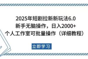 （14089期）2025年短剧拉新新玩法，新手日入2000+，个人工作室可批量做【详细教程】