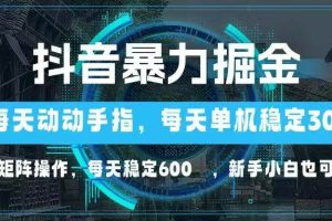 (14541期)抖音暴力掘金,动动手指就可以,单机30+,可矩阵操作,每天稳定600+,…