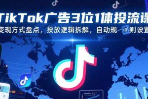 （15460期）TikTok广告3位1体投流课，变现方式盘点，投放逻辑拆解，自动规则设置