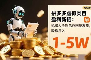 (16529期)拼多多虚拟类目盈利新招:机器人全程包办回复发货,轻松月入 1-5W