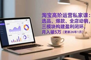 (17080期)淘宝高阶运营私家课:选品、爆款、全店动销,三模块构建盈利闭环,月入破5万(更新26年1月)