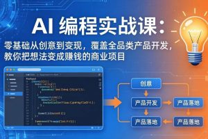 （18307期）AI编程实战课-第三期-5月3更新：零基础从创意到变现，覆盖全品类产品开发，把想法变成赚钱项目