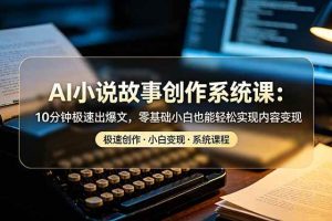 (19053期)AI小说故事创作系统课:10分钟极速出爆文,零基础小白也能轻松实现内容变现