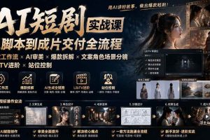 (19717期)AI短剧实战课:高效工作流×AI审美×爆款拆解×文案角色场景分镜×LibTV进阶×站位控制×从脚本到成片交付全流程