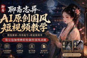 （19754期）聊斋志异AI原创国风短视频教学-更新；精选独家+内容起号+收徒接商单，用豆包加剪映轻松制作国风动画