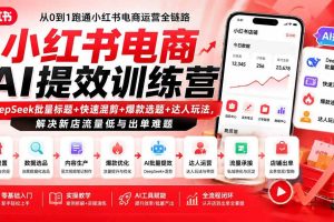 (19749期)小红书电商AI提效训练营—DeepSeek批量标题+快速混剪+爆款选题+达人玩法,解决新店流量低与出单难题