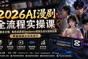 （20042期）2026AI漫剧全流程实操课：从剧本分镜、角色场景到Seedance视频生成与剪映后期，零基础独立完成成片