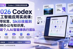 (20067期)2026 Codex人工智能应用实战课:从零配置、Skill技能到视频办公与知识库,搭建个人AI智能体执行团队
