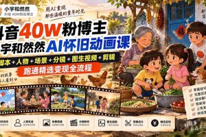 (20549期)抖音40W粉博主小宇和然然AI怀旧动画课|脚本+人物+场景+分镜+图生视频+剪辑,跑通精选变现全流程