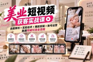 (20586期)美业短视频获客实战课-无水印:选题策划+实拍话术+爆款剪辑+账号运营,跑通同城引流全流程