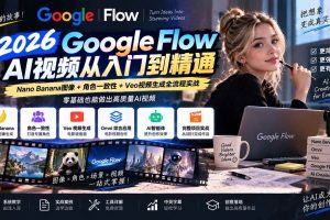 （20608期）【无水印】Google Flow AI视频从入门到精通：Nano Banana图像+角色一致性+Veo视频生成全流程实战-精翻中英字幕
