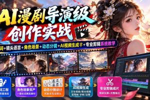 （20814期）AI漫剧导演级创作实战：提示词+镜头语言+角色场景+动态分镜+AI视频生成+专业剪辑系统教学