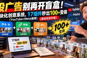 (20840期)投广告别再开盲盒!模块化创意系统,17组件秒出100+变体(YouTube+Meta通用)【原创双语字幕】