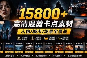 （21008期）【影视剪辑素材合集】15800+高清混剪卡点｜热门影视精彩片段｜人物/城市/场景全覆盖，中文分类清晰