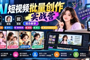 (21039期)【无水印】AI短视频批量创作实战营:即梦+豆包+剪映组合教学,提示词/数字人/视频剪辑/带货/育儿/寓言内容制作技巧