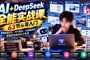 (21141期)AI+DeepSeek全能实战课:63节从零入门,掌握智能办公、PPT制作、AI绘图视频、智能体与自动化工作流