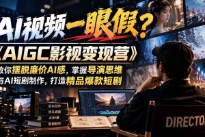 (21133期)【无水印】AI视频一眼假?《AIGC影视变现营》教你摆脱廉价AI感,掌握导演思维与AI短剧制作,打造精品爆款短剧